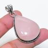 Natural Rose Quartz Gemstone Handmade 925 Sterling Silver Pendant 1.97" AP-15867