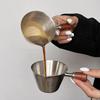 Stainless Steel Espresso Shot Glass with Walnut Handle Graduated Coffee Measuring Cup 2 Oz Liquid Volume Markings Barista Tool