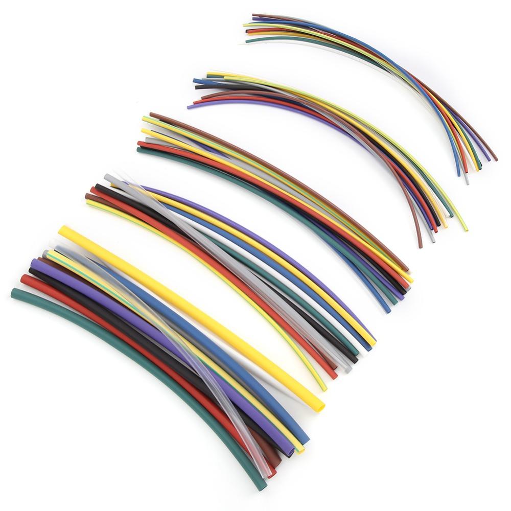 55 PCS 2:1 Ratio Heat Shrinkable Tube Polyolefin Colorful Heat Shrink Tubing Kit Durable 5 Sizes Shrink Wrap Tubing