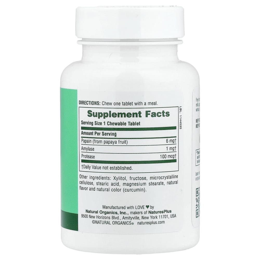 Nature's Plus Chewable Papaya Enzyme Supplement 180 Tablets