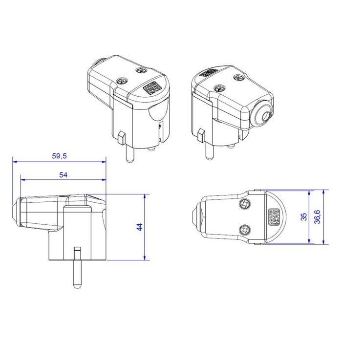 Bachmann 960.302 Fiche coudée à contact de protection Polyamide 250 V gris clair (RAL 7035) IP20