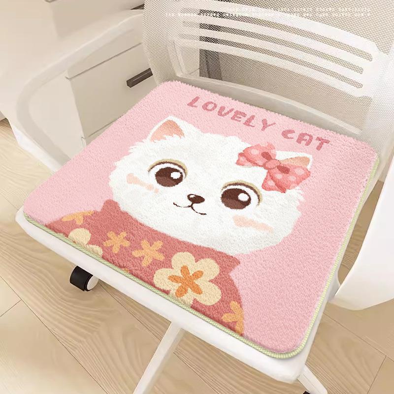 Cartoon Plush Non-Slip Chair Cushion – Soft Imitation Cashmere for Office, Student, or Sofa Seating