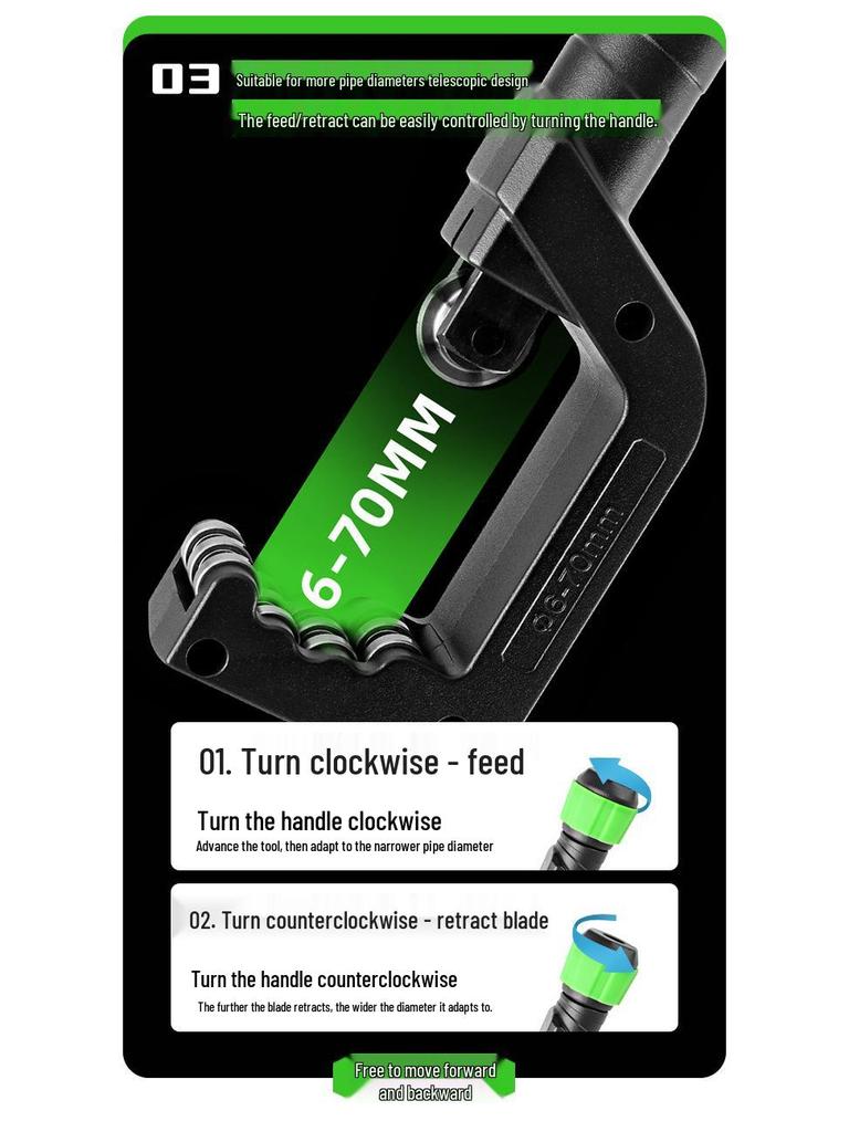Pipe Cutter: Bearing Type for PVC, Stainless Steel, Copper - Manual, Durable Design