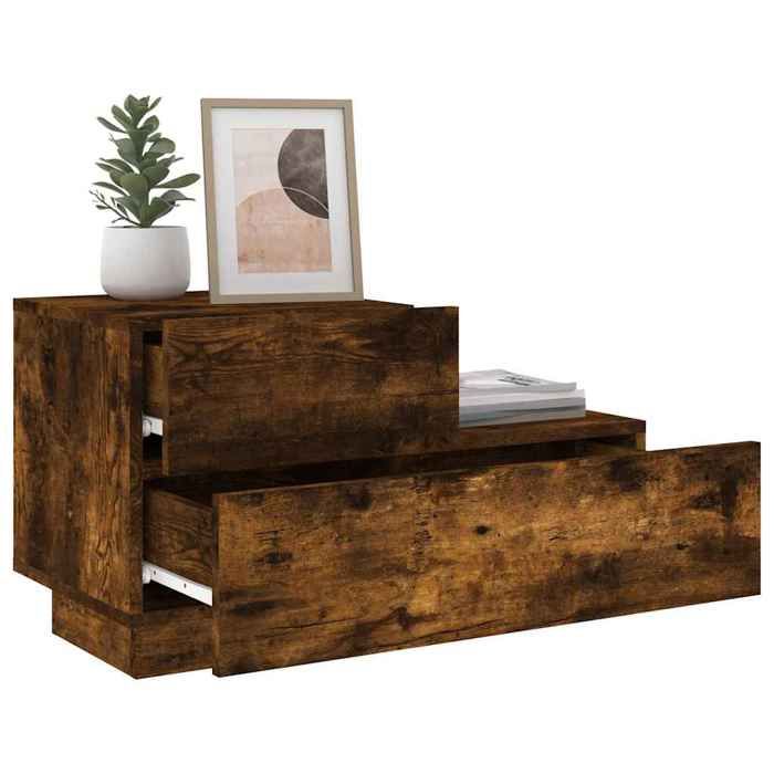 Bedside Table - Maison Exclusive - Smoked Oak - RGB LED - 70 X 36 X 40.5 Cm