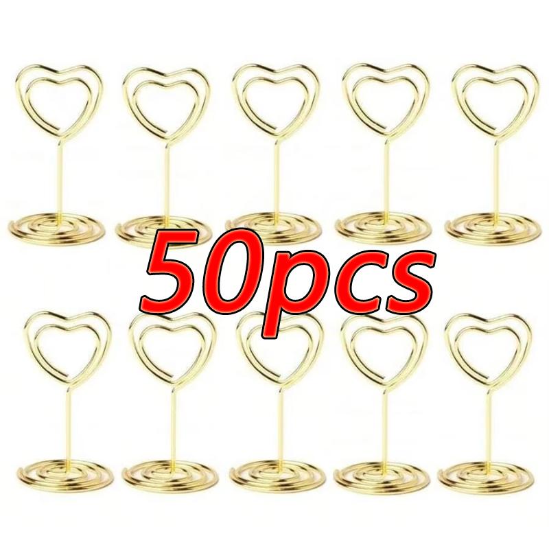 10-50pcs Mini Place Card Holder Wedding Table Number Holders Table Card Holders Party Heart Shaped Table Sign Photo Holder