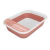 Cat Litter Box Semi Enclosed Easy Cleaning Splash Proof Foldable Kitten Toilet for Indoor Cats Kittens Small Pets Pink