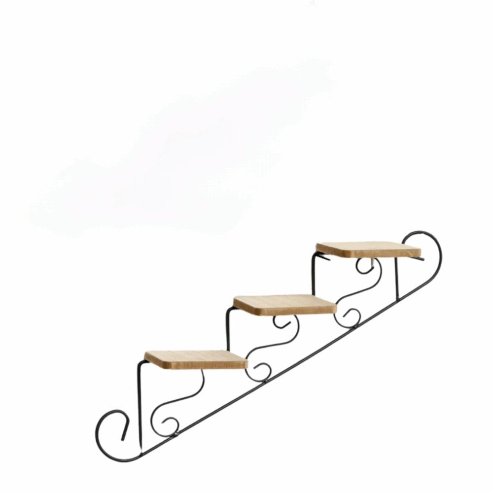 Black Hanging Flower Rack Staircase Modern Plant Holder Indoor Wall Decor  Office