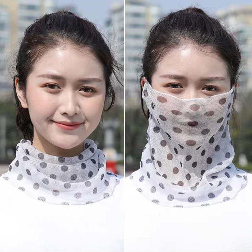 Floral Print Sun Protection Face Mask Breathable Fabric Thin Texture Chiffon Silk Bib Quick-Dry UV Protection Hanging Ear Veil