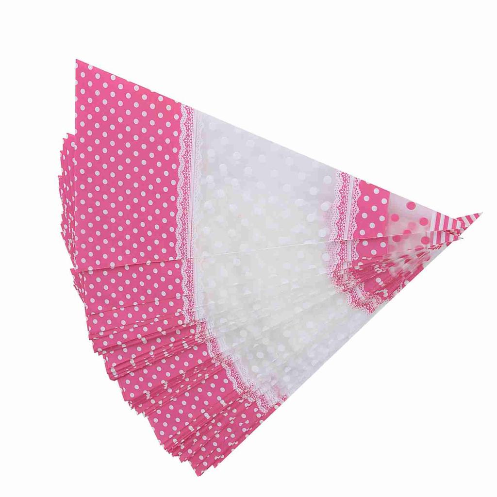 50 Piece Clear Cone Shaped Treat Popcorn Bags Treat Bags Cellophane Candy Bags with Twist Ties