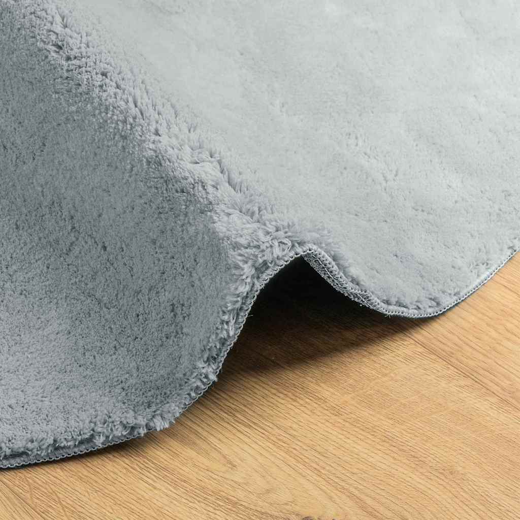 Area Rug HUARTE Grey 140 X 200 Cm Polyester