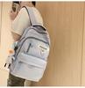 Large Capacity Nylon College Style Backpack For Men And Women High School Students Couples White