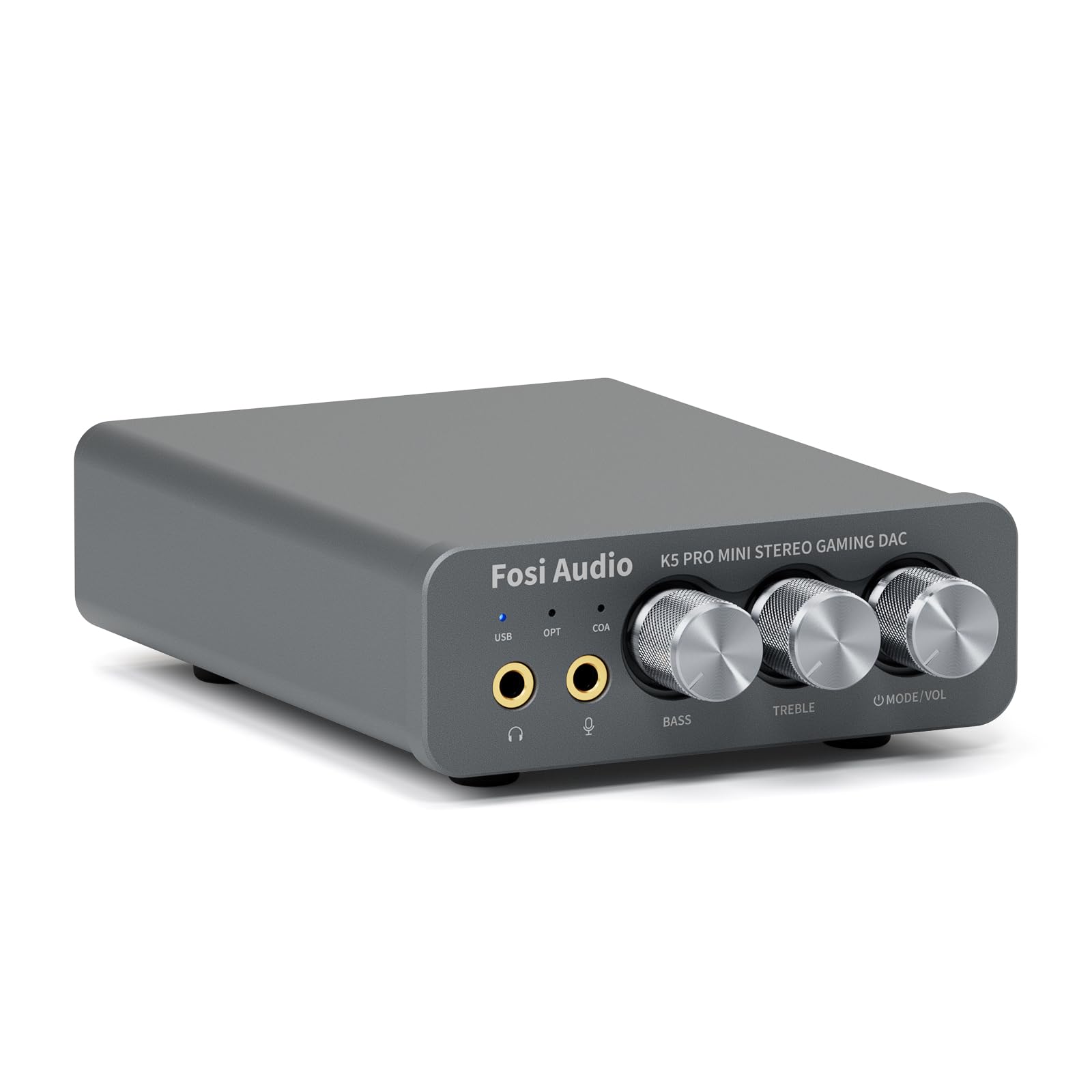 

Fosi Audio K5 PRO DAC Headphone Amplifier with Microphone Mini HiFi Stereo Digital DAC for Headphone Compatible with and Home Gray Cable Input, чорний