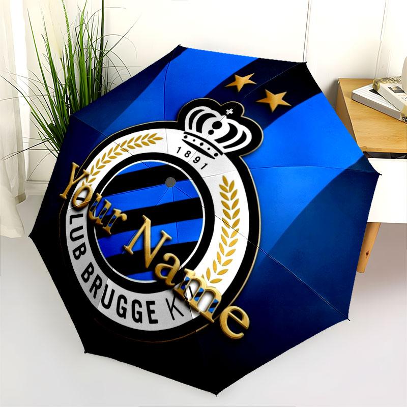 1 PC Automatic Folding Umbrella - Club Brugge KV Custom Name Pattern, Portable & Foldable Design with 8 Ribs, Christmas Birthday Gifts