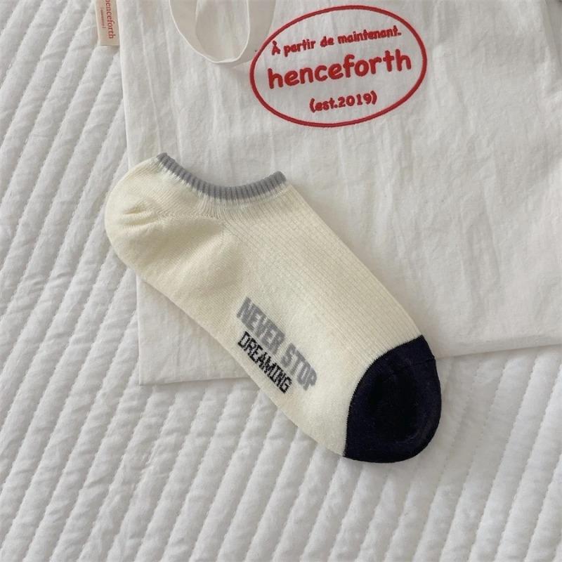 Color-blocked Letter Socks Women's Trendy Summer Thin Boat Socks Men's and Women's Sports Invisible Socks