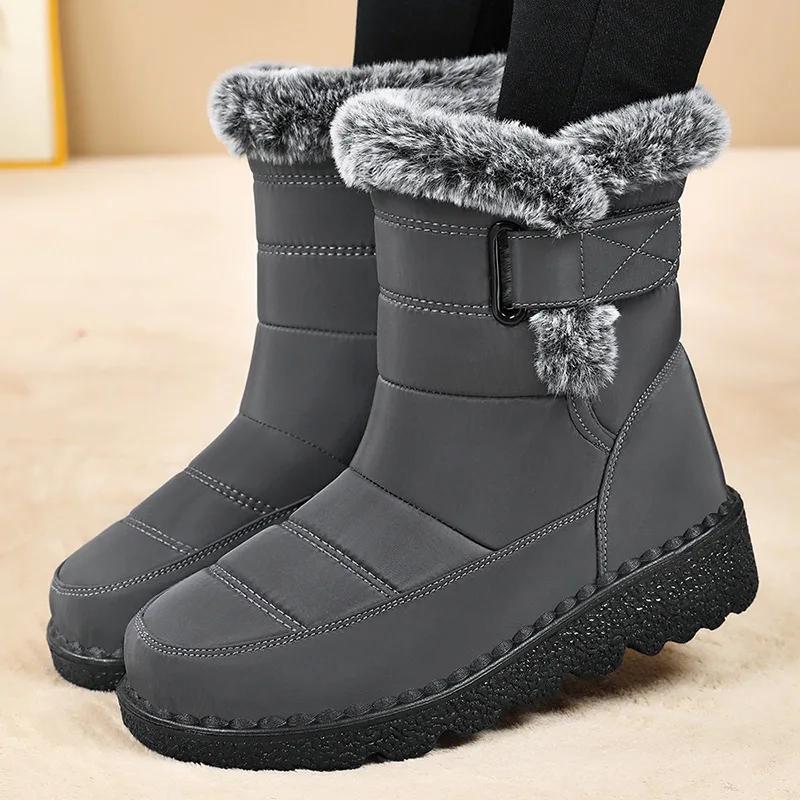 Women Waterproof Winter Shoes for New Faux Fur Female Long Plush Boots Woman Warm Cotton Snow women's shoes
