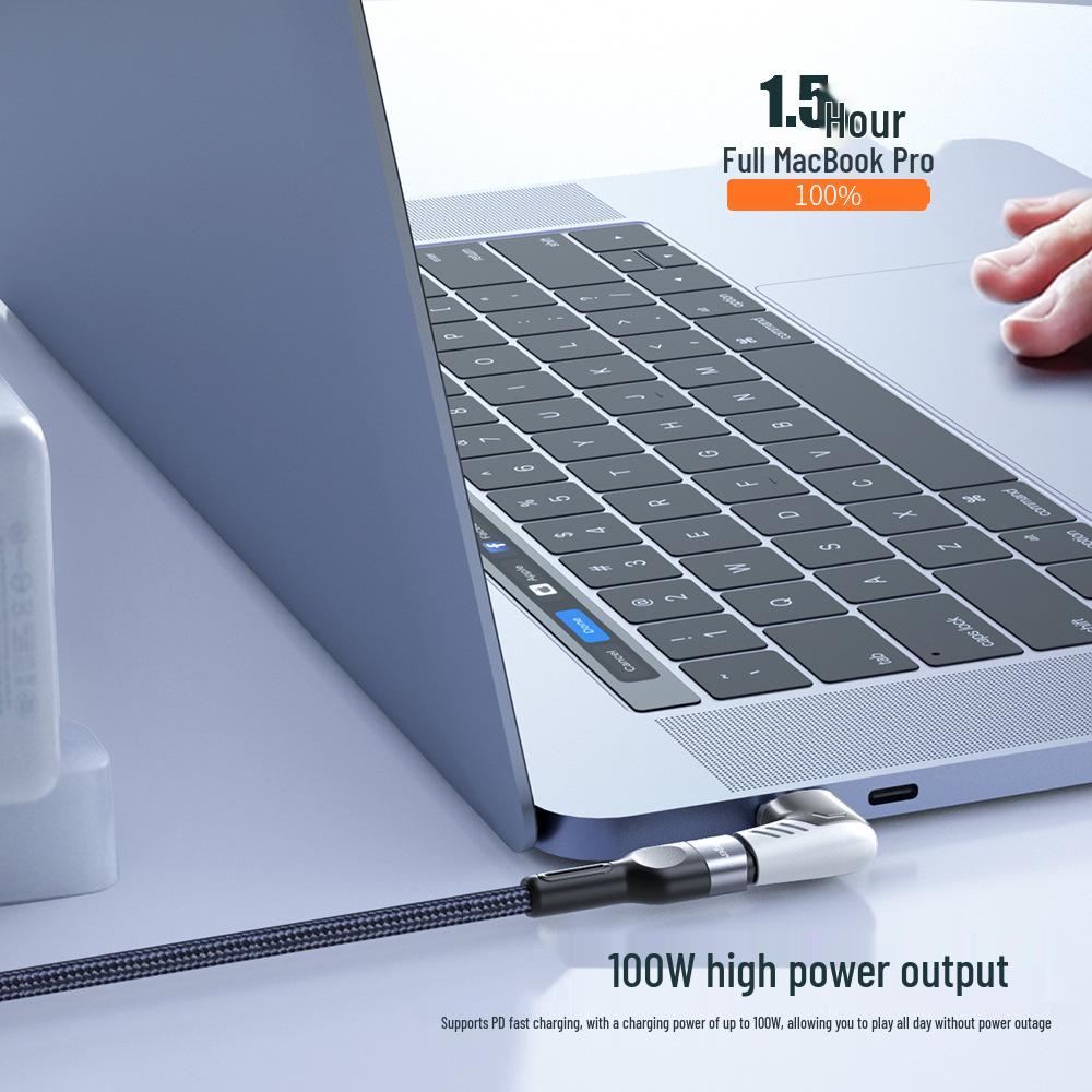 PD100W Magnetic Elbow Adapter - Fast Charging Type-C Converter for Laptops & Phones