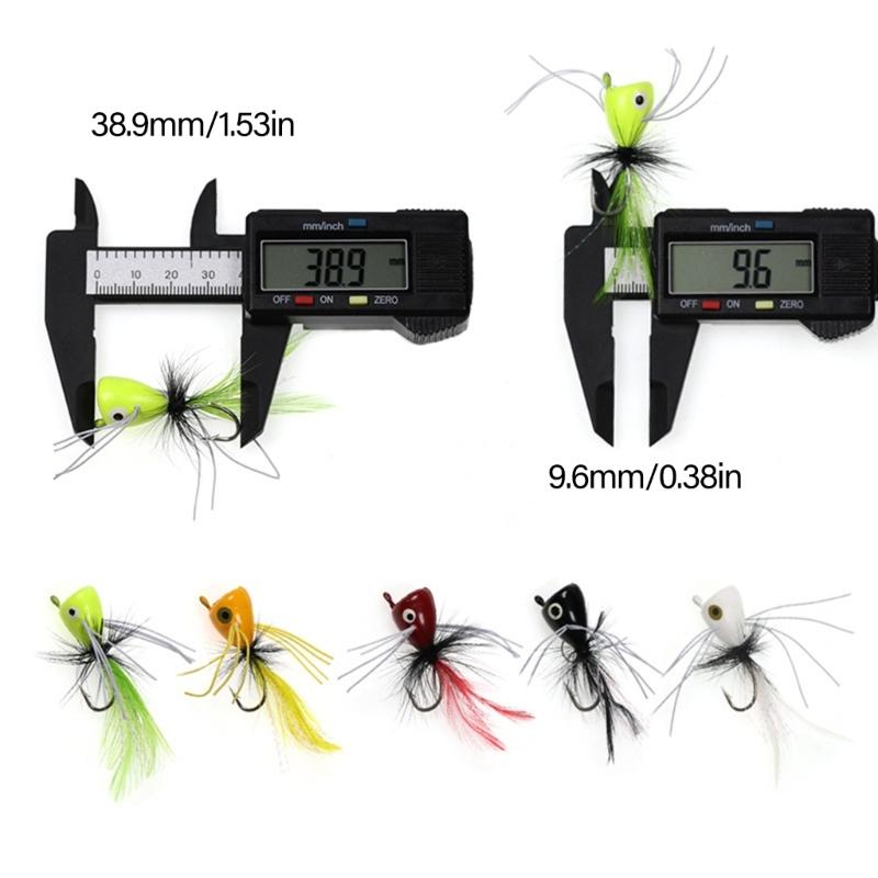 5pcs Fly Popper Lures Fly Fishing Popper for Trout Salmon Topwater Fishing Lures with Hook Popper Artificial Baits