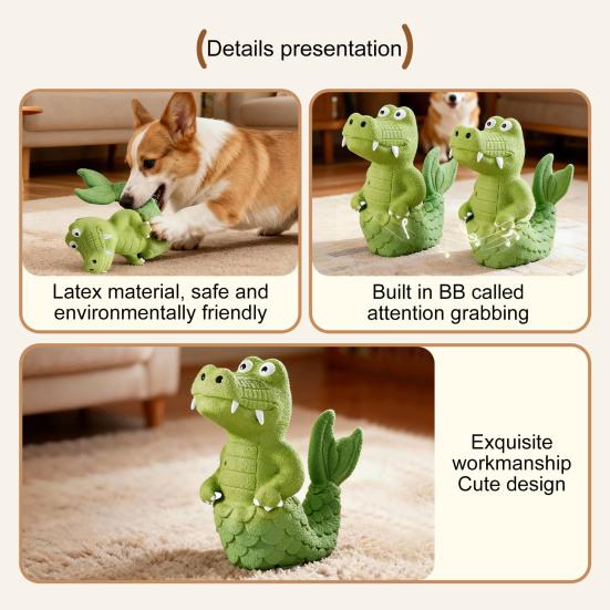 Crocodile Dog Chew Toy Squeaky Crocodile Bite-Resistant Interactive Dog Toy Teeth Cleaning Self-Entertainment Toy for Dogs Puppies Play Chewing
