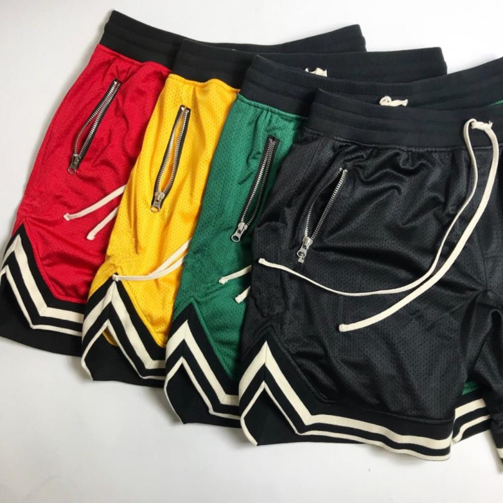 Plus Sizes Trendy Unisex Mesh Basketball Shorts Relaxed Fit Athletic Shorts with Zipper Pockets, Elastic Waist Sporty Shorts for Training & Streetwear