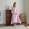2025 Autumn Women's Solid Color V-Neck Knit Long Dress and Coat Set