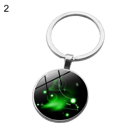 12 Sternbild Sternzeichen Runder Glas-Auto-Schlüsselanhänger-Halter Schlüsselanhänger-Anhänger