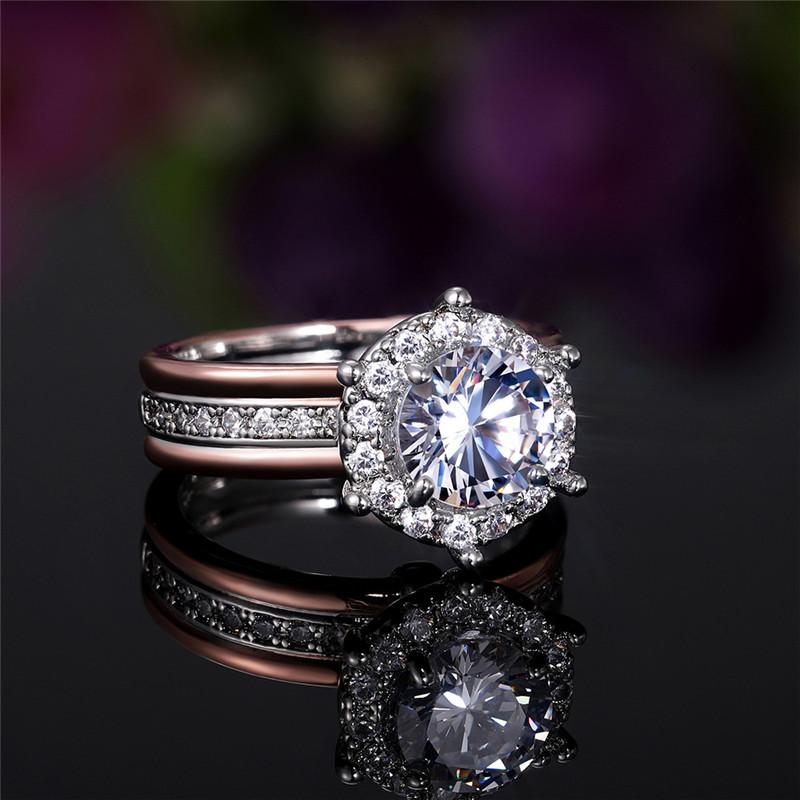 Classic 925 Sterling Silver Bridal Engagement Wedding Rings AAA Dazzling Cubic Zirconia Hot Sale Timeless Style Female Jewelry