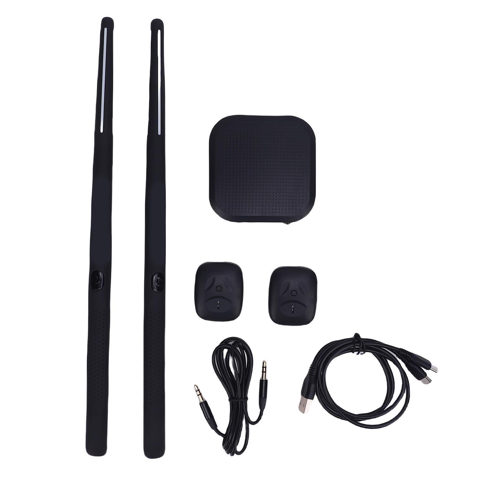 

Набор надувных барабанов Надувные барабанные палочки Комплект Многофункциональный 3D-датчик движения 8 звуков RGB Портативный электронный барабанный набор с педалью чёрный