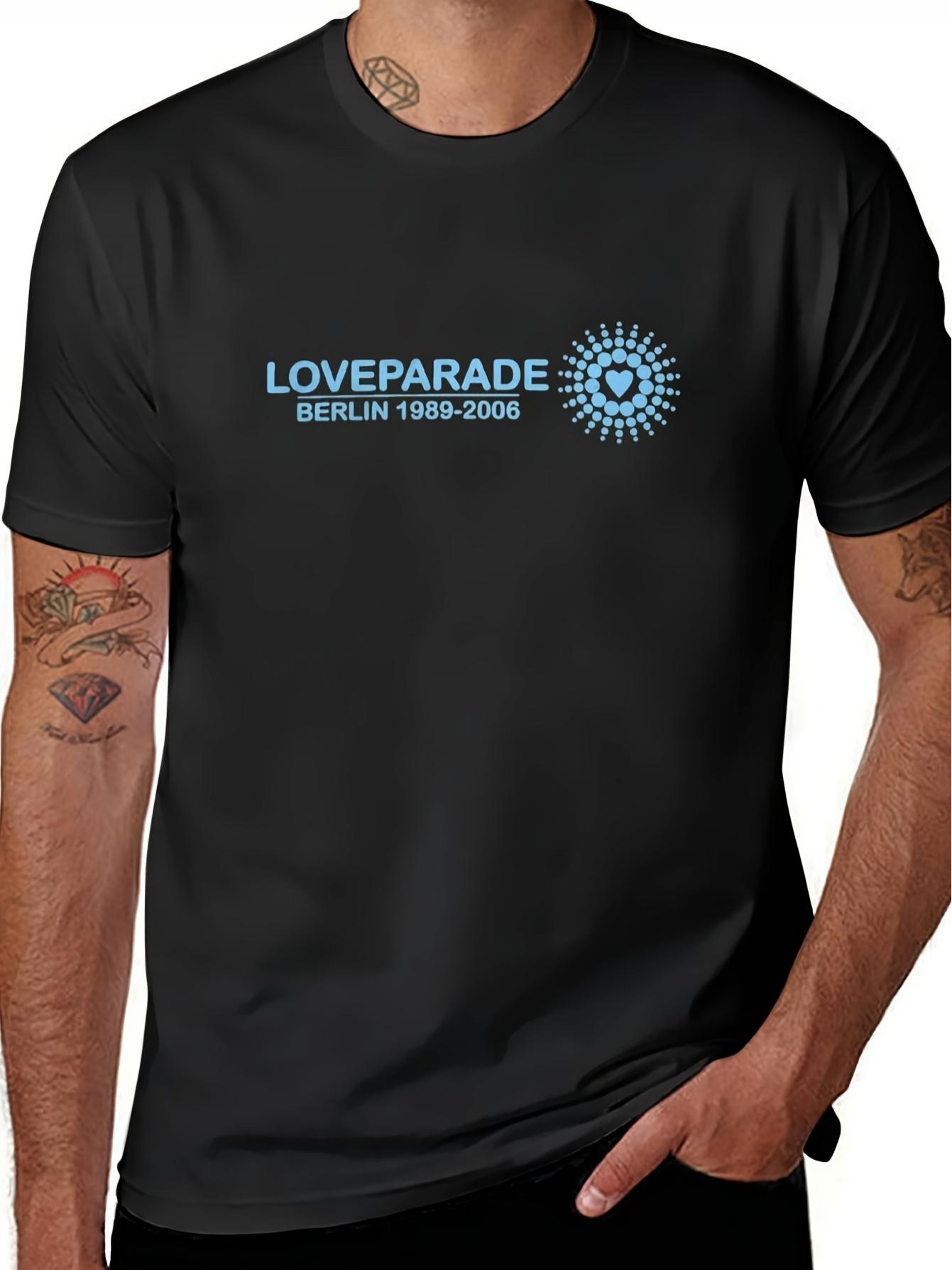 Vintage Graphic T-Shirt for The Men S Berlin Loveparade from 1989 to 2006 - Featuring Red And Blue Geometric Lettering for The Love Parade XXXXL