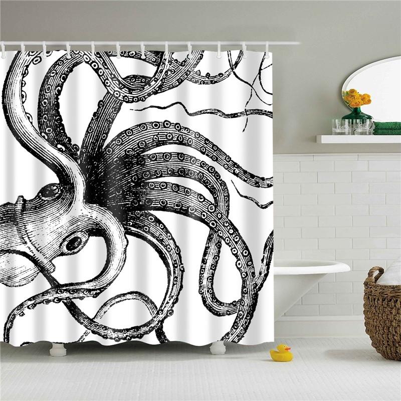 Fabric Shower Curtain Cute Cartoon Hippo Animals Dogs Cats Deer Bath Curtain Waterproof Polyester Bathroom Curtain With Hooks
