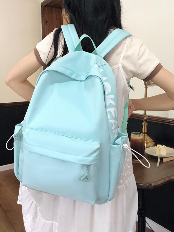 Damen Rucksack mit Buchstabenaufdruck, große Kapazität, neue Mode - Einfarbige Reise-Schultertasche für die Mittelschule