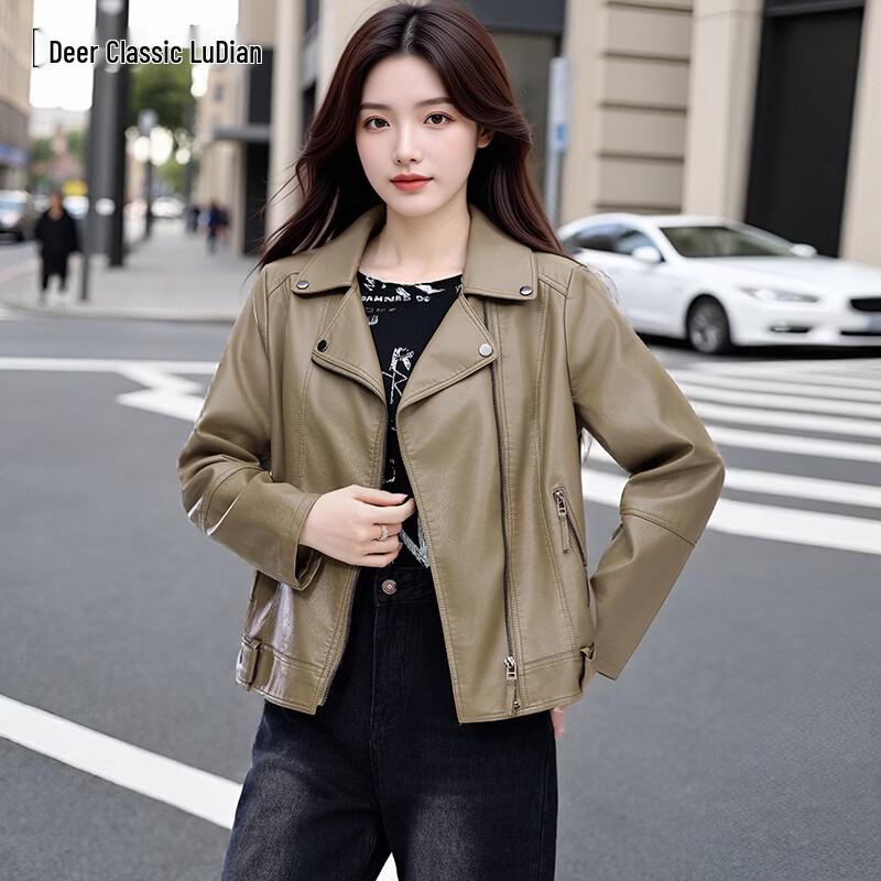 Women s PU Leather Lapel Motorcycle Jacket 4XL