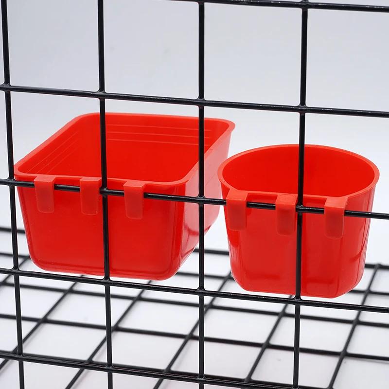 Bird Cage Feeder Cups Plastic Feeding Dish Feed Bowls with Hooks for Parrot Water Drinker for Pigeon Quail Duck Dringking Bowls