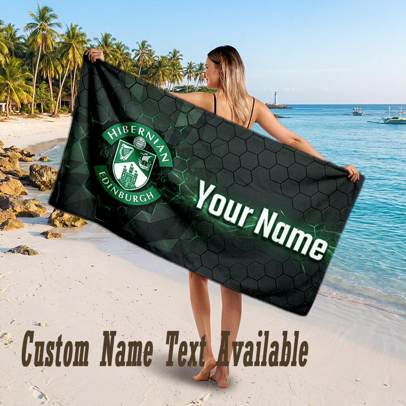 Σχέδιο Hibernian FC Πετσέτα Παραλίας Προσαρμοσμένο Κείμενο Μεγάλη Πετσέτα για Παραλιακές Διακοπές