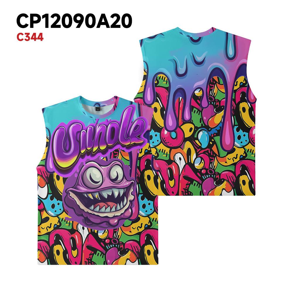 

Летний топ с круглым вырезом, 3D креативными мультяшными принтами, модный повседневный жилет без рукавов, мужские футболки 6XL
