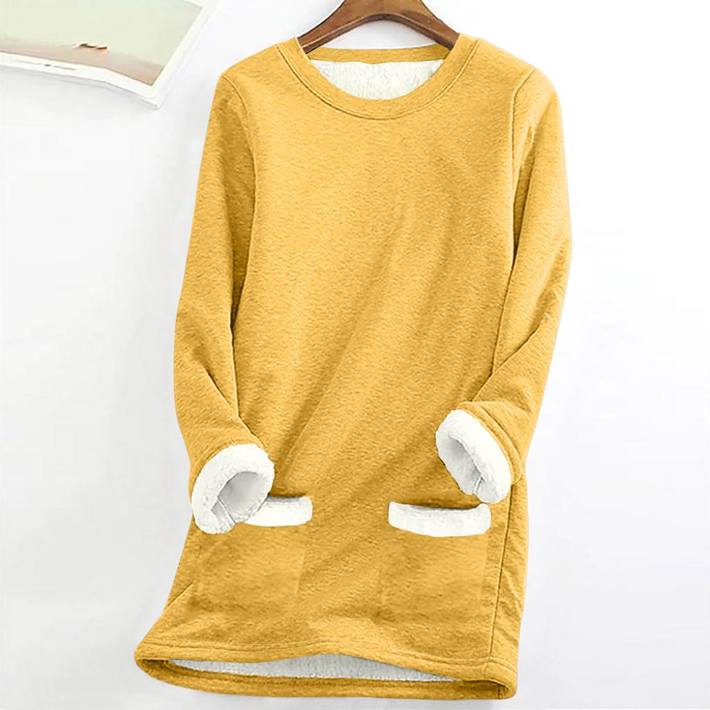 Women Christmas Thick Fleece Printing Sweatshirt Warm Underwear Top