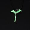 Vintage Fashion Luminous Flying Dragon Cross Pendant Necklace For Men Women Punk Glow In Dark Animal Choker Halloween Jewelry