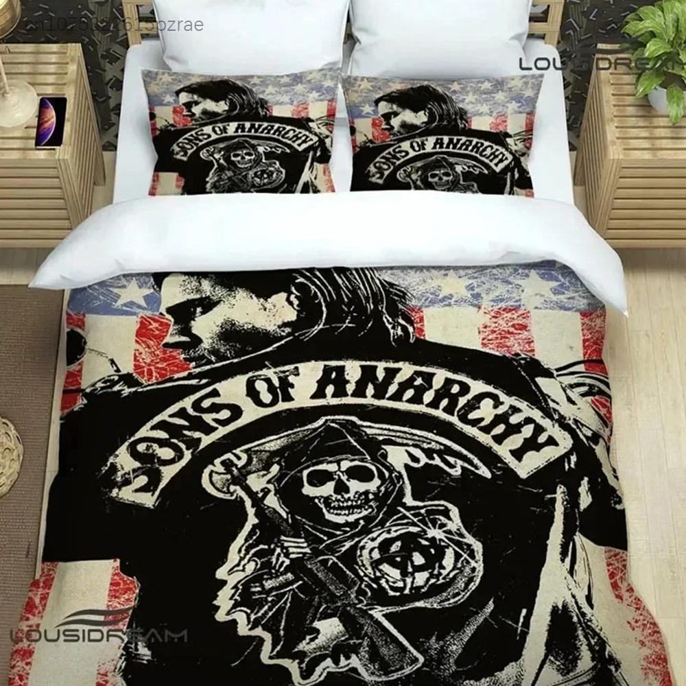 Sons Of Anarchy Retro Bedding Set For Bedroom Soft Modern Bedspreads Comefortable Kids Duvet Cover Quilt Cover And Pillowcase