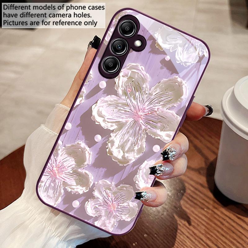 Pintura al óleo de girasoles Para Samsung Galaxy A14 4G 20 30 52 20S 21S 22 32 33 34 42 50 51 53 54 70 71 72 73 5G Funda de Cristal para Teléfono
