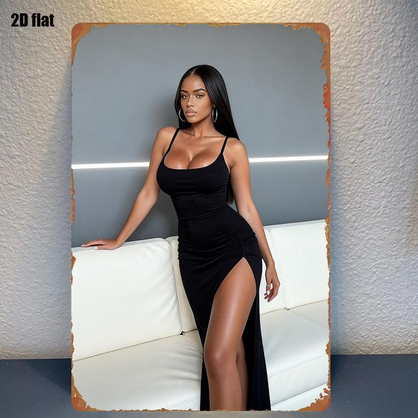 

D PC Vintage Metal Sign xin Black Dress Fashion Woman Wall Art Waterproof 20x30cm（7.8x11.8inch）