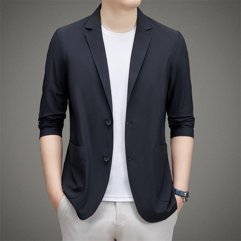 

Counter шелковая мужская куртка из шелка mulberry, модный повседневный универсальный мужской костюм, не требующий глажки, тонкий топ для мужчин 4XL