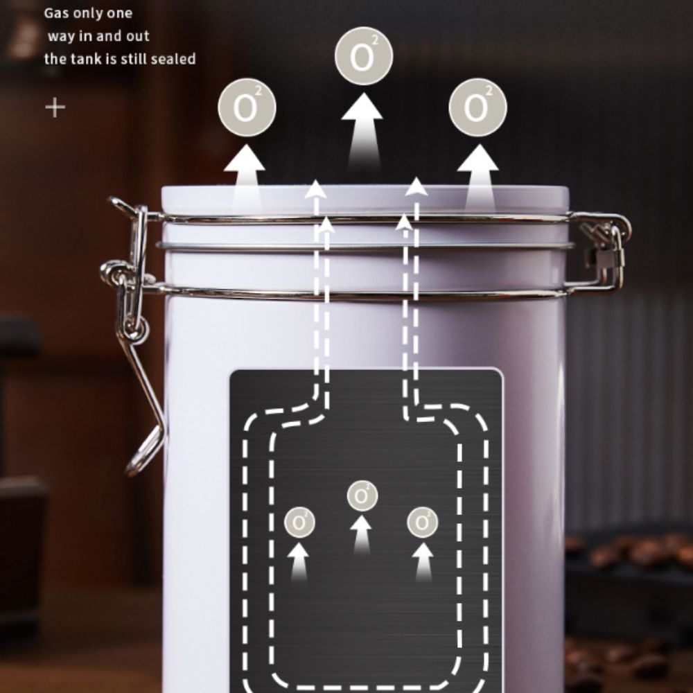 Large Capacity Airtight Coffee Canister with Check Valve Coffee Storage Jar  Spices