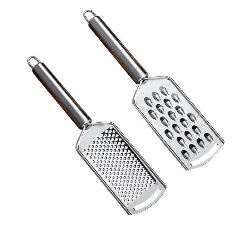 Stainless Steel Cabbage Grater and Vegetable Cutter Set with Patterned Knife and Dumpling Filling Scraper Tool.
