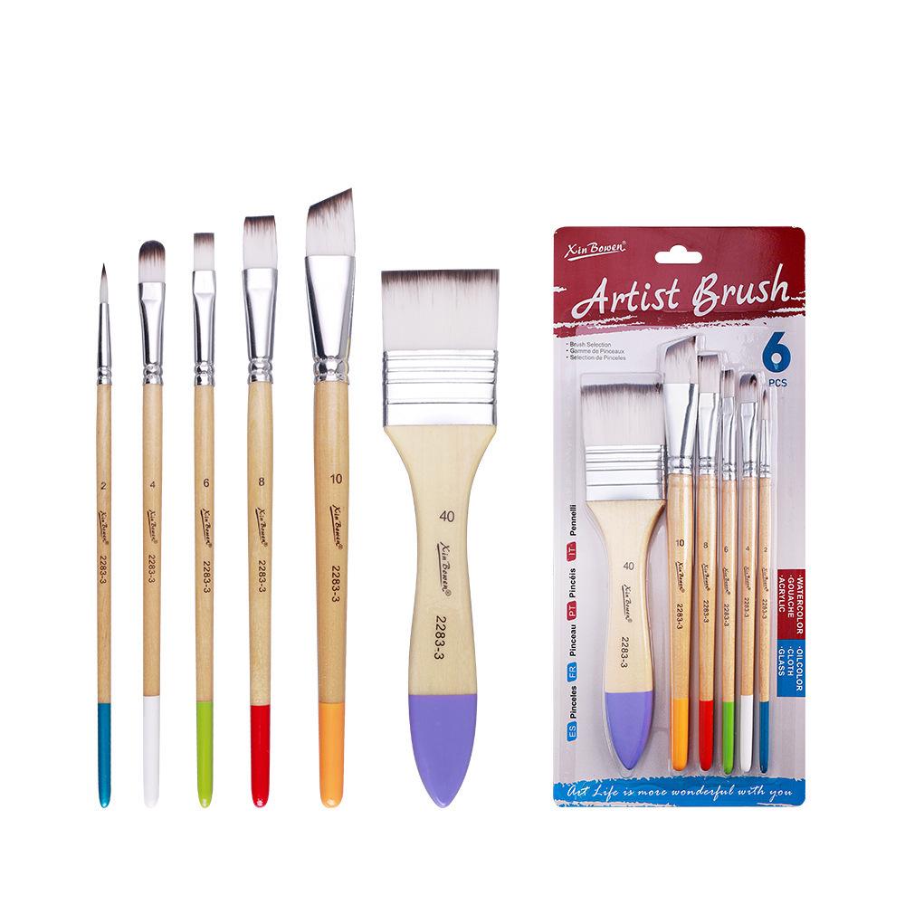 10-Piece Nylon Oil & Acrylic Paint Brush Set for Students