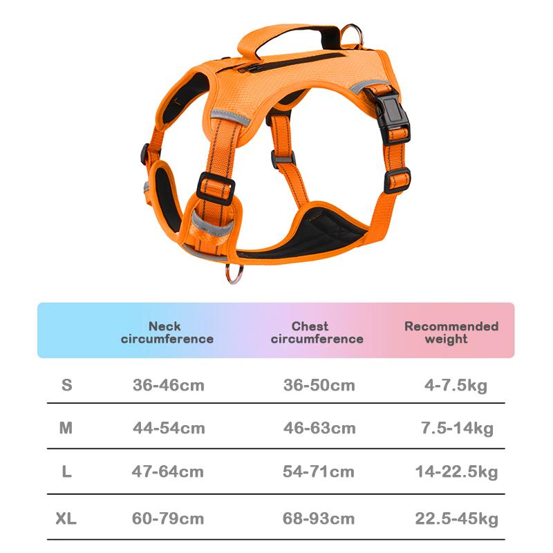 Dog No-Pull Reflective Breathable Harness for Medium & Large Dogs, Adjustable Comfort Pet Vest Harness for Walking Training
