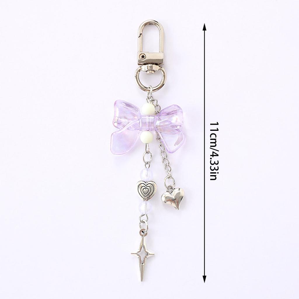 Car Keychain for Women Girls Cute Keychain Bag Charms Metal Heart Bowknot Keychain Accessories for Backpacks Wallets