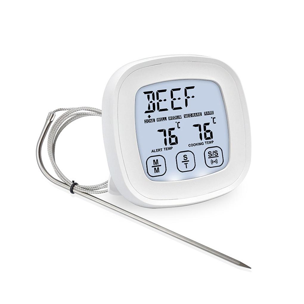 Digital Food Thermometer Probe BBQ Meat Water Oil Cooking Temperature Alarm Timer Kitchen Grill Oven Tester