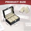 Uxcell 3-Slot Watch Storage Box with Glass Cover, Men's Watch Box, Removable Watch Pillow, Wooden Watch Box, BlackBeige