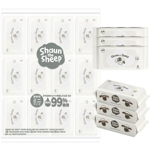 

Shaun the Sheep Wet Wipes, Limited Edition Design, Thick, Portable Size [Ultra-Compact, Business Card Size], Towel-Like Thickness, Large, Pack of 6, M