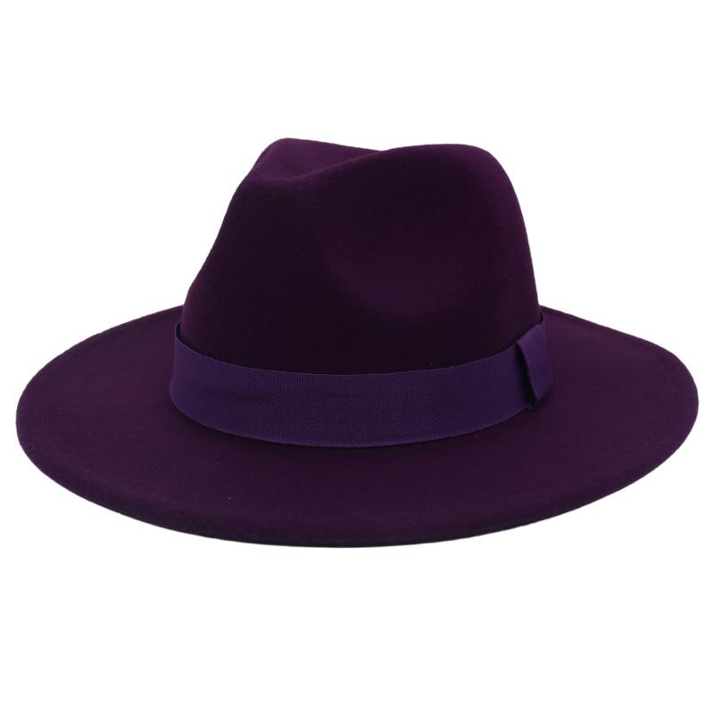 British Jazz Hat Big Eave Hat Square Ribbon French Top Hat Men'S And Women'S Cashmere Felt Hat