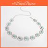 Girls Geometric Turquoise Metal Waist Chain With Hook Buckle For Summer And Fall Wear